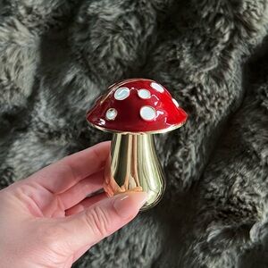 Gold Mushroom Figurine Photo Holder
